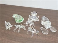 7 CRYSTAL & GLASS FROGS SOME BROKEN