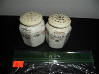 White With Flowers Salt and Pepper Shakers