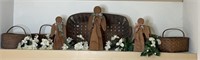 Large Vintage Basket and Wooden Angels