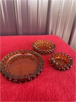 Fenton Amber ashtray set