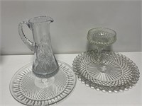(4) Vintage Glass Pieces- (2) Serving Platters
