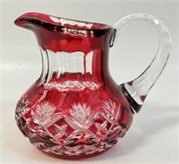 NICE ORNATE TWO TONE CRANBERRY GLASS PITCHER