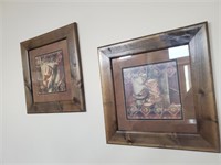 2pc Wood Framed Southwestern Design Art