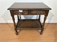 Oak Two Drawer Side Table