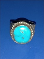 TURQUOISE INDIAN JEWELRY 925 RING SIZE 9 VERY