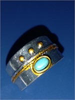 TURQUOISE INDIAN JEWELRY 925 SILVER RING SIZE 9