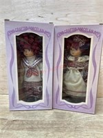 2-Porcelain rag dolls  in original boxes