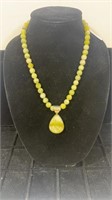 Sterling serpentine jade necklace with pendant
