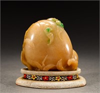 Qing Dynasty Huanghua pear lotus pattern pen holde