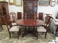 ROXTON DINING CHERRY FINISH EXT. TABLE W/6 CHAIRS