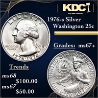 1976-s Silver Washington Quarter 25c Grades GEM+ U