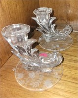 Fostoria Chintz Etched Candlestick Holders