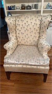 Golden wing back chair, with a downhill seat,