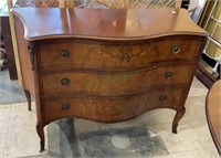 Gorgeous bowfront dresser with burlewood look