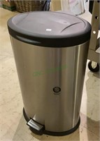 Stainless trash can with foot activated lid
