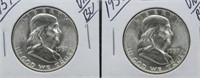 (2) 1957 UNC/BU Franklin Half Dollars.