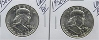 (2) 1958-D UNC/BU Franklin Half Dollars.