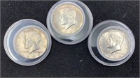 (3) 1964 Silver Kennedy Half Dollars