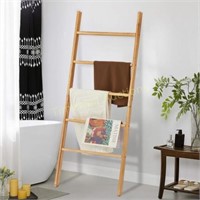 5 Tier Wood Blanket Ladder  Wall Rack-Brown