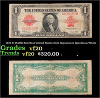 1923 $1 Red Seal United States Note RARE Grades vf