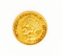 Coin 1878 $3 Gold Coin Indian Princess-XF