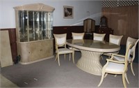 IVORY TABLE & CHAIRS & HUTCH/CHINA CABINET