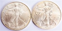 Coin 2 American Silver Eagle 1 Ounce .999 Silver $