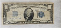 1934 US $10 Silver Certificate Note