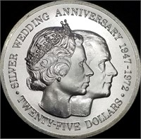 1972 Cayman Islands Huge Sterling $25 Crown 51g