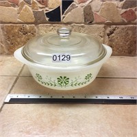 Green and White baking dish with lid- Pyrex ?