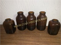 3 brown glass JAX beer bottles and more