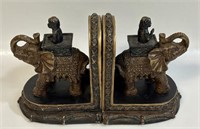 HEAVY MODERN BOOKENDS WITH ELEPHANT & MONKEY