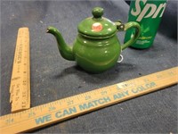 Small Green Metal Tea Pot