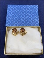 Vintage in original box, Avon Rose earrings