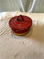 Old Red Metal Pot. Rag Draining Can.