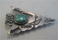 Navajo SS Turquoise Tie Clip - Tested