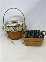 2 Longaberger-1998  tea  basket with leather