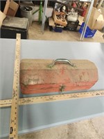 Vintage metal tool box with contents
