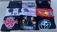 W - LOT OF 9 GRAPHIC TEES VAR SIZES (Q15)