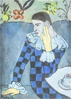 Spanish Gouache on Paper Signed Picasso