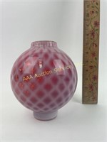 Cranberry Opalescent Lattice Glass Lamp Top