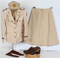 WWII US ARMY BEIGE SUMMER NURSE UNIFORM & HAT WW2