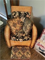 Bamboo Style Chair And Ottoman.