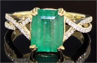 14kt Gold 2.98 ct GIA Emerald & Diamond Ring