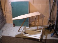 Childs Ironing Board, Doll Cradle & Chalkboard