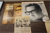 BUDDY HOLLY ALBUMS AND NEWS PAPER ARTICAL