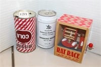 COLLECTABLE CANS AND BANK
