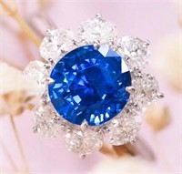 4.64ct Royal Blue Sapphire Ring 18K Gold