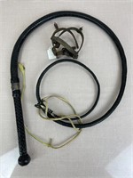 Leather Trooper's Whip and Brass Spurs