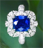 4.5ct Royal Blue Sapphire Ring 18K Gold